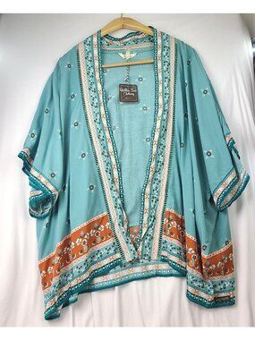 Matilda Jane Wonderment Days Like This Kimono X-Small/Small Open Front Blue NWT